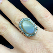 Load image into Gallery viewer, Sterling Deco Marcasite Agate Ring
