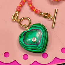 Load image into Gallery viewer, ❤️ Malachite CZ Coral Heart Necklace
