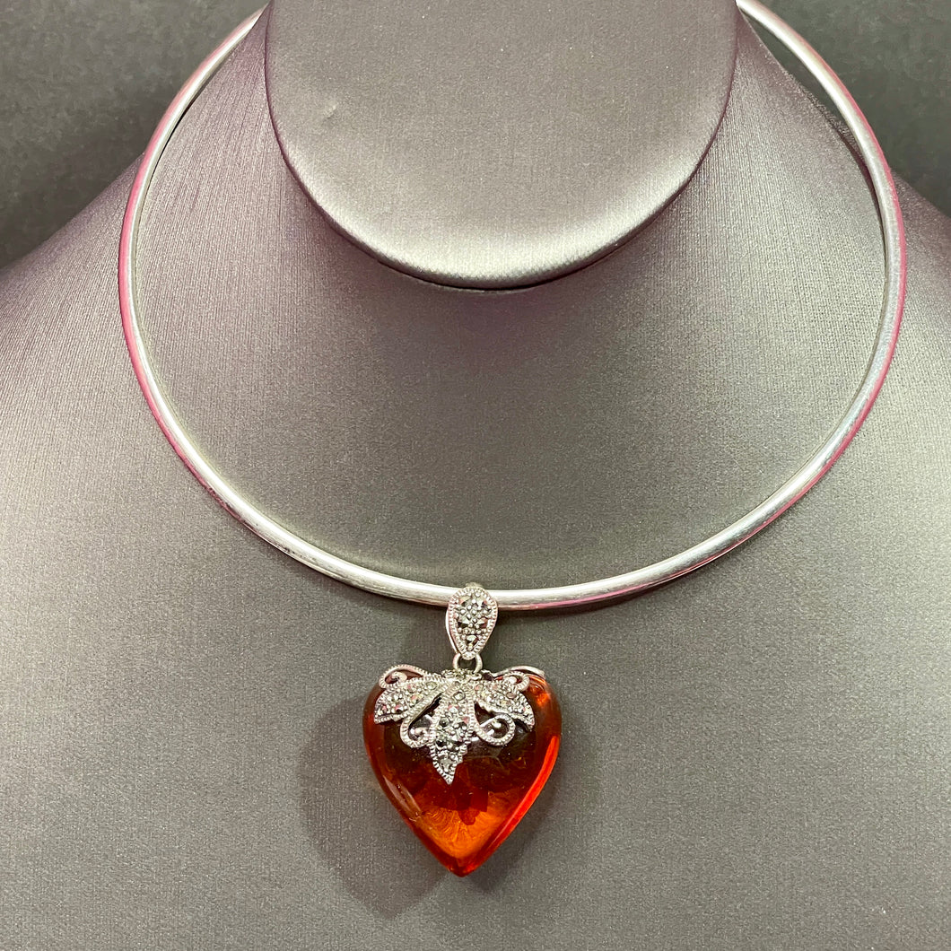 Dawn’s Amber Marcasite Sterling Heart Edgar Vet Fund
