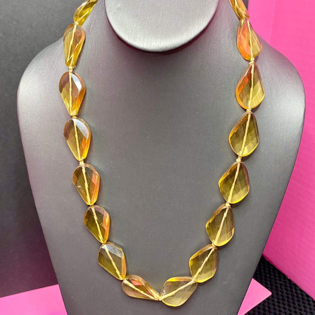 Faceted Glass Citrine Like Necklace