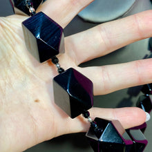 Load image into Gallery viewer, Sterling Huge Onyx Geo Bead Necklace

