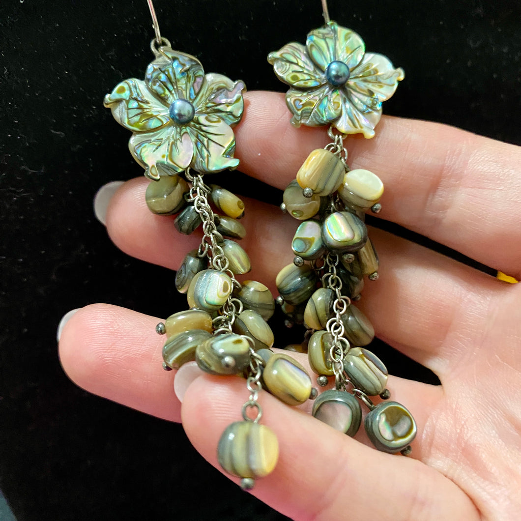 FOR LULU SS Carved MOP Chandelier Earrings