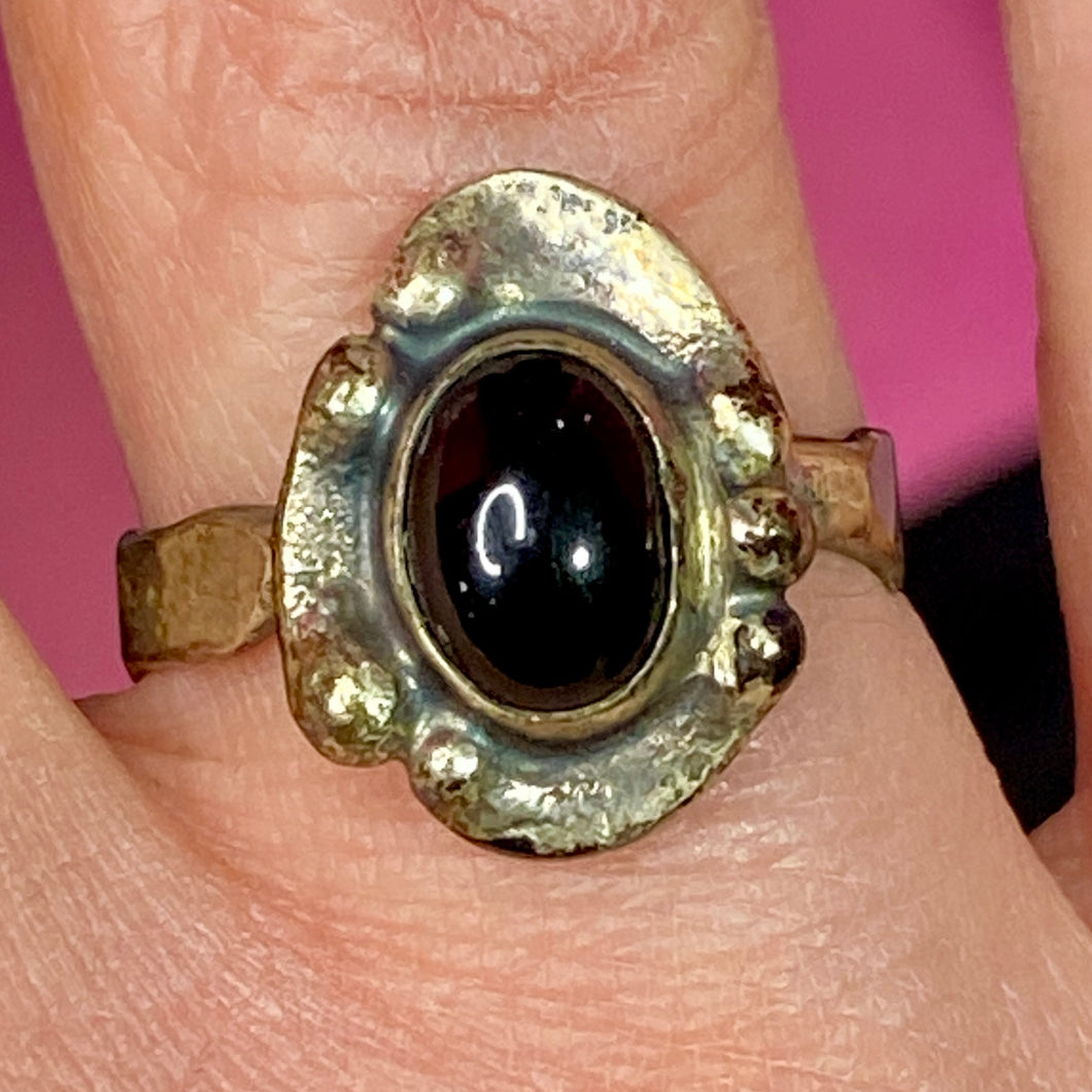 Sterling Old Onyx Ring size 7