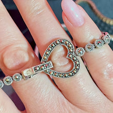 Load image into Gallery viewer, SS Marcasite Heart Clasp Bracelet
