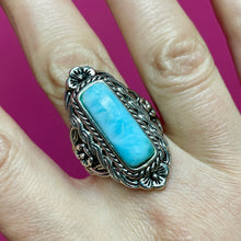 Load image into Gallery viewer, Dawn’s Fav SS Larimar Ring HUGE
