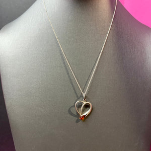 Sterling Amber Heart Necklace