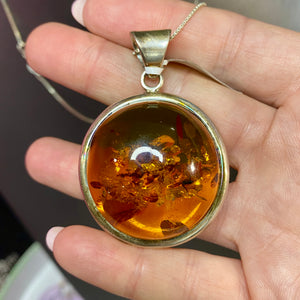 Sterling Enormous Amber Pendent