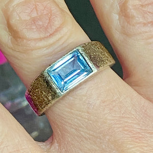 Sterling Blue Topaz Ring Size 7.5