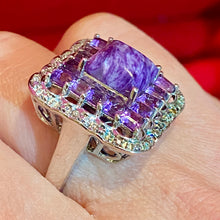 Load image into Gallery viewer, SS Charoite Amethyst Ring
