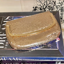 Load image into Gallery viewer, Gold Metal Mesh Saddle Shape Flat Clutch
