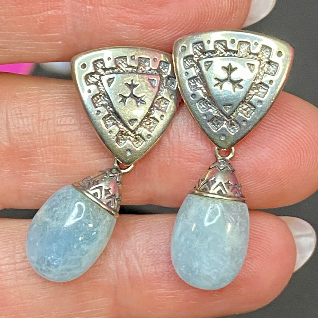 Sterling Milky Aqua Carolyn Pollack Earrings