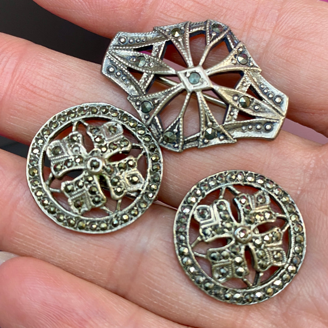 Sterling Marcasite Art Deco Set