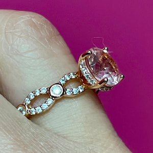 SS Rose Gold Vermeil CZ Ring