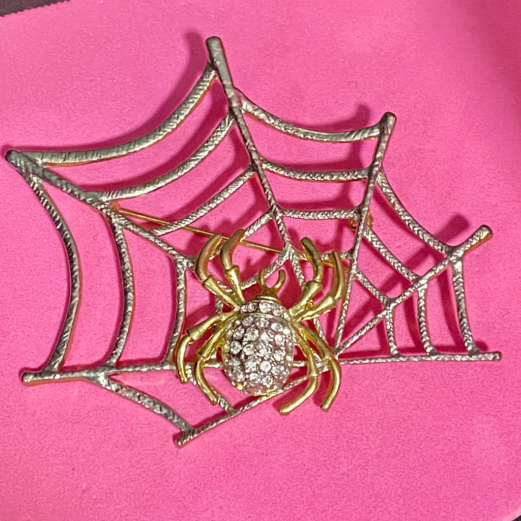 Two Tone Spider On Web Pin