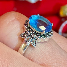 Load image into Gallery viewer, SS Blue Moonstone Marcasite Ring
