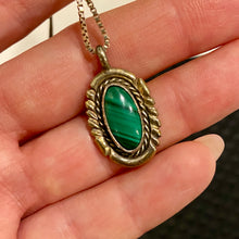 Load image into Gallery viewer, Sterling Native American Malachite Pendant
