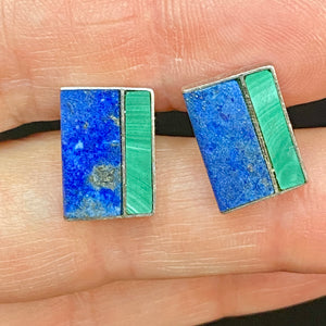 Sterling Lapis Malachite Earrings