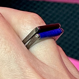 SS Lapis Onyx Ring Set