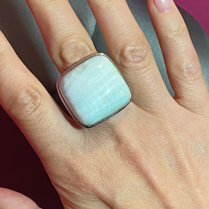 SS Important Designer Larimar Ring