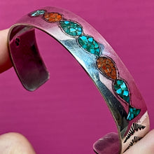 Load image into Gallery viewer, SS Heavy Inlaid Cuff Bracelet Signed
