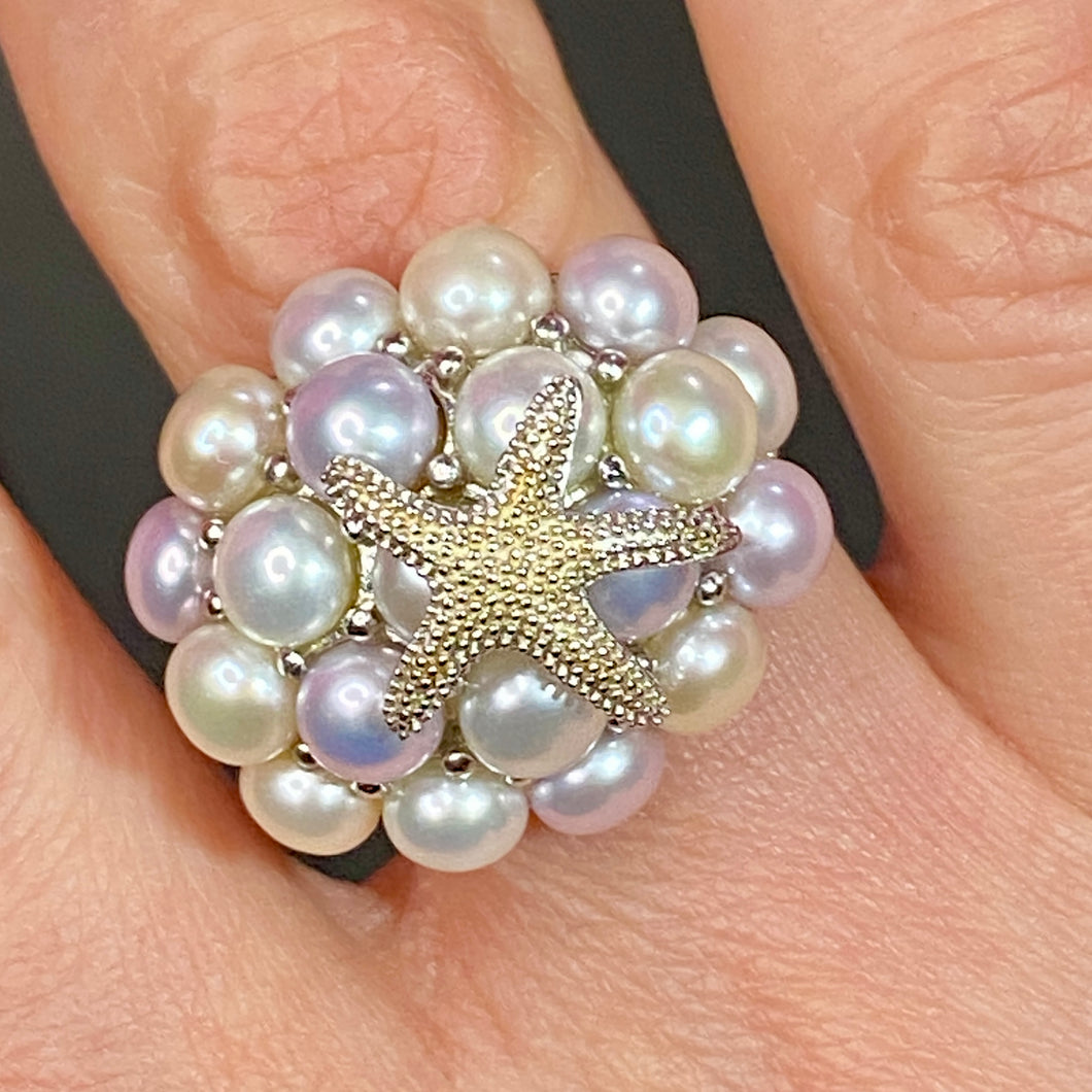 Sterling Fresh Water Pearl Starfish Ring
