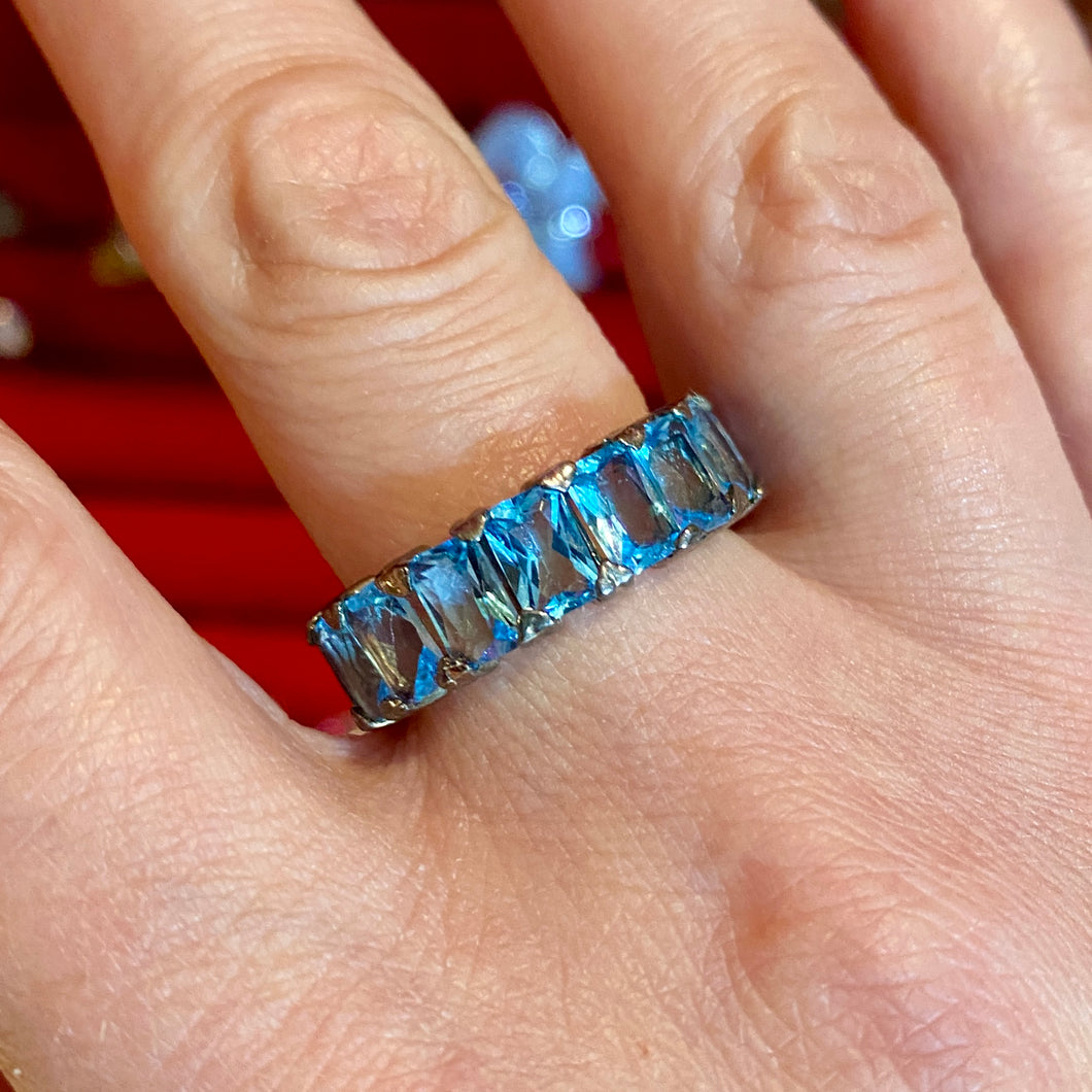 SS Blue CZ Ring
