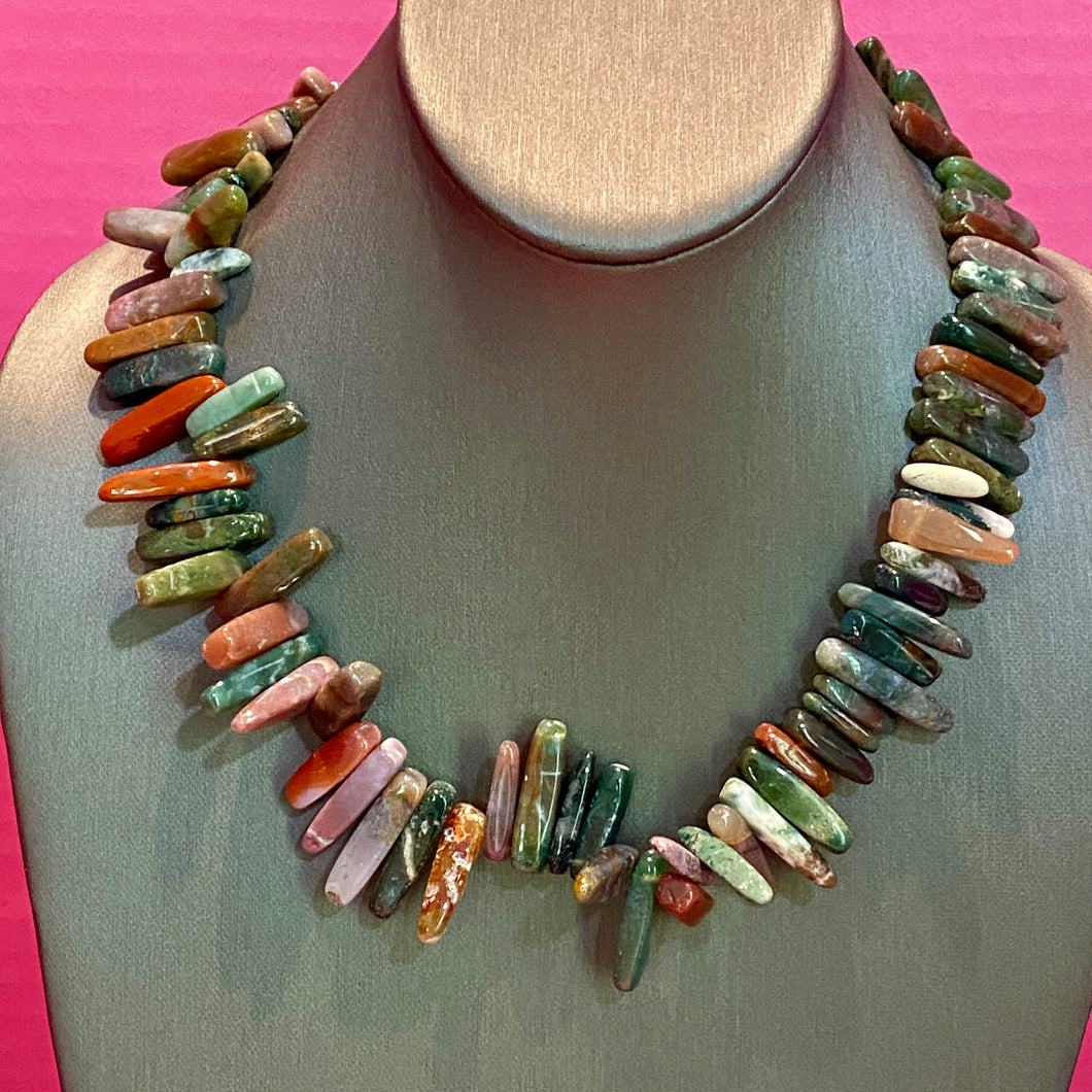 SS Unique Heavy Gemstone Necklace