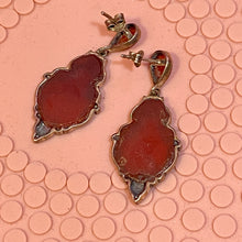 Load image into Gallery viewer, Sterling Marcasite Carnelian Art Deco Antique Earrings
