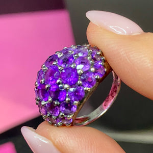 Sterling African Amethyst Dome Ring