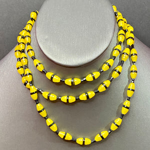 Yellow & Black Glass Deco Long Necklace