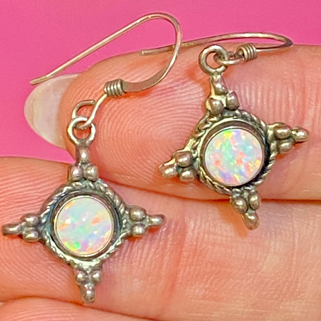 Sterling Lab Opal Earrings