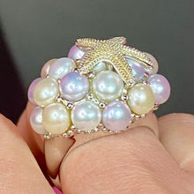 Load image into Gallery viewer, Sterling Fresh Water Pearl Starfish Ring
