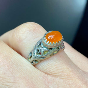 Sterling Carnelian Older Chinese Ring size 7