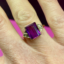 Load image into Gallery viewer, 14K Art Deco Purple Sapphire Ring
