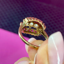 Load image into Gallery viewer, 10K Art Deco Ruby Cultured Pearl Ring
