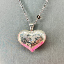 Load image into Gallery viewer, Sterling Large Etched Puffy Heart Pendant
