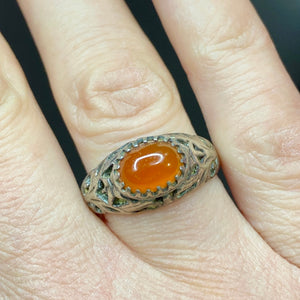 Sterling Carnelian Older Chinese Ring size 7